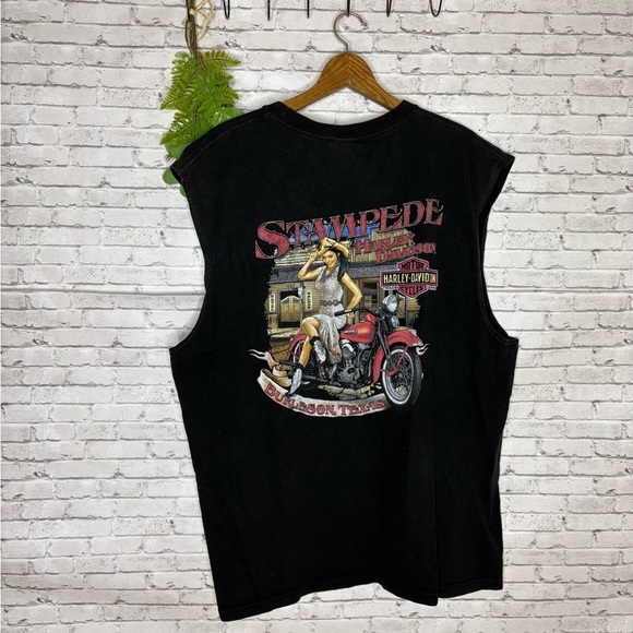 Harley Davidson Burleson Texas Black Sleeve Less Muscle Tee - Picture 4 of 4